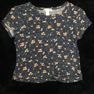 White Fawn Blue Floral Top